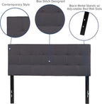 EMMA + OLIVER Quilted Tufted Upholstered Full Size Headboard in Dark Gray Fabric