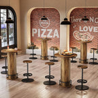 Tribesigns Round Bar Table with Chairs, Industrial Bistro Sets with 2 barstools, Pub Cocktail Table with Metal Ring Footrest for Kitchen Nook, Apartment, Small Space