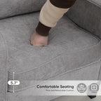 Accent Chair for Living Room, Mid Century Modern Reading Chair for Bedroom, Upholstered Armchair with Side Pockets, Comfy Single Sofa Side Chair for Office, Apartment, Small Room, Light Grey