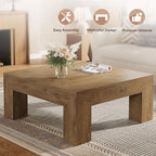 Tribesigns 39.4-Inch Square Coffee Table for Living Room, Farmhouse All MDF Center Cocktail Tea Table with Sturdy Wooden Legs, Easy Assembly, Yellow Brown