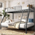 Bellemave Twin Over Full Bunk Bed for Teens, Twin Over Full Bunk Bed Frame with Build in Ladder and Full Length Guardrail, Easy Assemble Bunkbeds, Mattress Not Included, Black