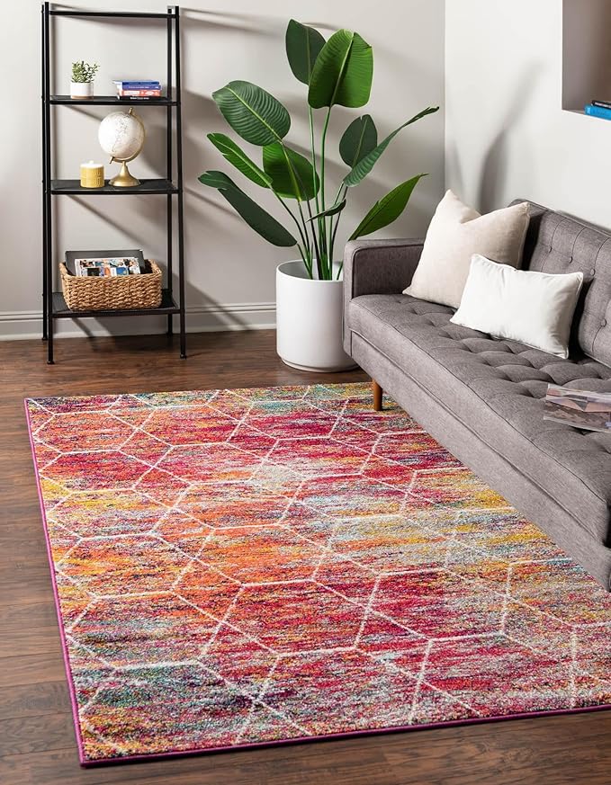Unique Loom Trellis Frieze Collection Area Rug - Geometric (3' 3" x 5' 3", Multi/ Ivory)