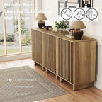 Sideboard Buffet Cabinet with Storage, Natural Freestanding Floor Cabinet Farmhouse Sideboard with 2 Fluted Doors Wooden Hallway Cabinet Media Console Table Credenza for Living Room Dining Room, 2PCS
