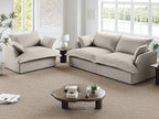 82” Modular Sectional Sofa, Comfy Down Fill Cloud Couch, Loveseat with Single Seater, Small Couch with Washable Cover, Sectional Couches for Living Room Small Apartments, Light Gray