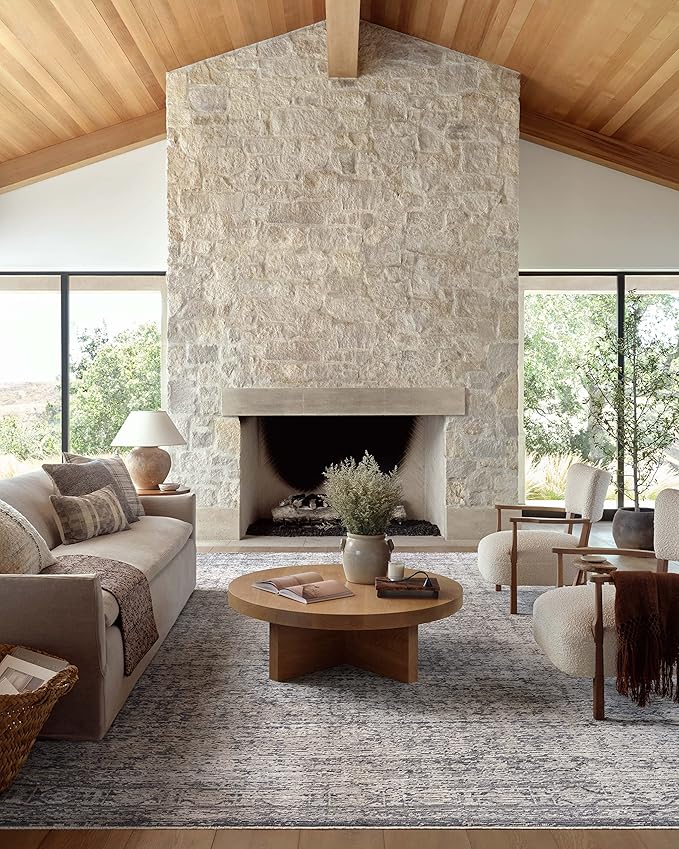 Loloi Amber Lewis Alie Collection ALE-03 Charcoal/Dove 5'-3'' x 7'-9'', .13'' Pile Height, Area Rug