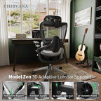 Ergonomic Office Chair, Mesh Home Office Desk Chair with Adjustable Lumbar Support, Computer Chair with Headrest, 5D Armrest,90-130°Tilt, 300lbs BIFMA Certified, Model Zen (Grey)