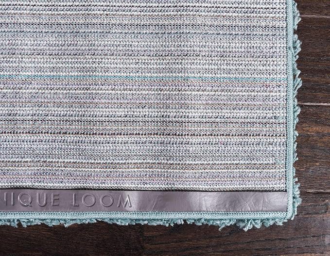Unique Loom Solid Shag Collection Area Rug (8' x 10' Rectangle, Light Slate Blue)