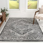 JONATHAN Y Vintage Medallion Indoor Area Rug Black 3X5, Modern Boho for Living Room, Bedroom, Kitchen, Office, Easy-Cleaning, High Traffic, Pet-Friendly, Non-Shedding MDP100D-3