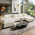 HERA'S HOUSE Oversized Modular Sectional Sofa, 158" U Shaped Cloud Couch with Ottoman and Throw Pillow, Mixed Fabric Sleek Couches for Living Room, Beige
