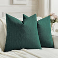 FUTEI Teal Chenille Decorative Throw Pillow Covers 24x24 Inch Set of 2,Soft Cozy Faux Linen Textured European Pillow Shams,Farmhouse Home Decor for Couch Living Room