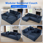 105" Sectional Couches for Living Room Cloud Couch Sofa with L-Shape Upholstered Boneless Couchs Modern Modular Sectional Couch with Chaise (Blue, 105''W Right Facing Chaise)