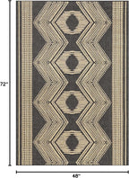 nuLOOM 4' x 6' Outdoor Tribal Geometric Area Rug, Stain Resistant, Weather Resistant, High Traffic, Patio, Balcony, Outside, Ranya Dark Grey