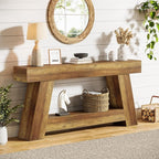 Tribesigns 70.9" Extra Long Console Table, Farmhouse 2-Tier Wooden Sofa Table, Rustic Entryway Tables with Open Storage Shelf for Entrance, Hallway, Living Room (Rustic Brown)