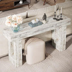 Tribesigns 63-Inch Long Console Table, Wooden Rectangular Sofa Table Behind The Couch, Farmhouse Entryway Table for Entrance, Hallway, Living Room (Distressed White)
