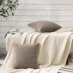 GAWAMAY Decorative Square Throw Pillow Covers 18"x18" Inch Set of 2, Super Soft Chenille Pillows Farmhouse Fall Pillowcase for Living Room Bedroom Sofa Couch Cushion Cover Taupe Grey 45x45cm