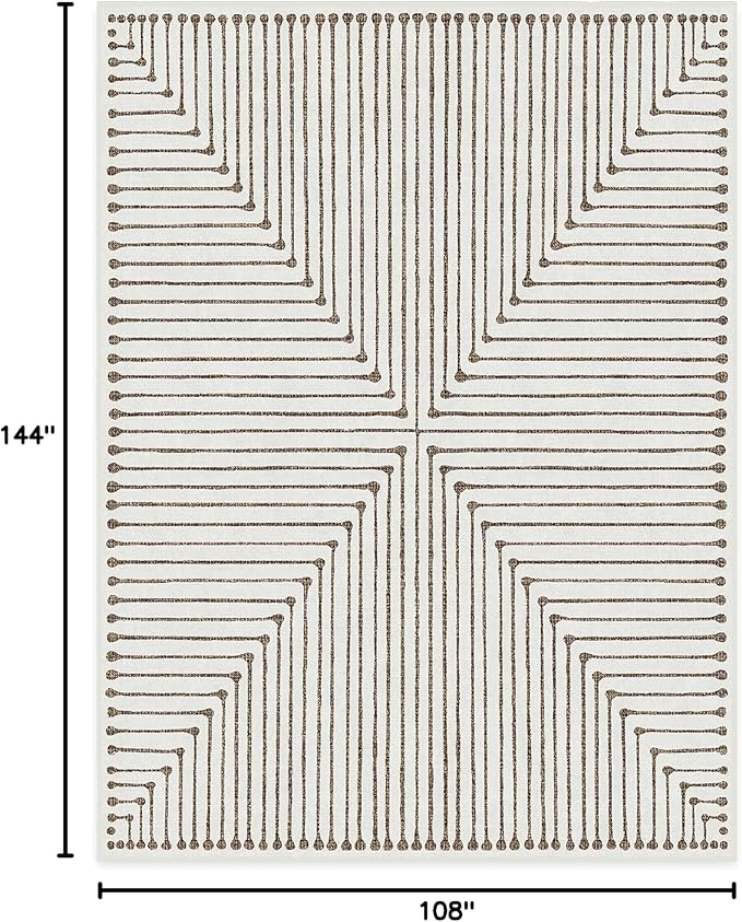 RUGGABLE x Jonathan Adler Machine Washable Modern Area Rug – Inkdrop Camel & Ivory 9x12, Stain-Resistant, Non-Slip – Large Rugs for Living Room, Bedroom, Hallway, Entryway & Office–with Standard Pad