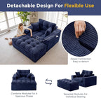 MAXYOYO Modular Sectional Chaise Lounge Sofa, Upholstered Lounge Chair with Ottoman, Comfy Couch with Layered Cushion, Tufted Upholstered Sleeper Chair for Living Room, No Assembly, Navy