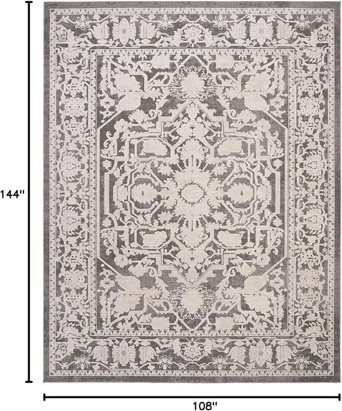 SAFAVIEH Area Rug 9x12 - Reflection Collection - Large - Dark Grey & Cream, Non-Shedding & Easy Cleaning, Ideal for Living Room, Bedroom, Dining Space (RFT665B)