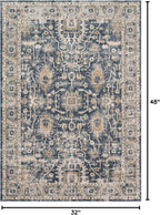 Loloi Teagan Collection TEA-03 Denim/Pebble 2'-8" x 4' Accent Rug, Large, Soft Neutral Rug, High-Traffic for Living Room, Bedroom, Home Office, Dining Area