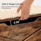 VECELO 30" Storage Bench, Entryway Shoe Ottoman, Farmhouse Style Bench with Handwoven Cushion and Metal Safety Hinges, for Bedroom, Living Room, Entryway, Brown