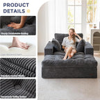 MAXYOYO Sectional Sofa Couch and Chaise Lounge, L Shaped Modern Cloud Couch with Ottoman, Comfy Sofa with Layered Cushion, Tufted Upholstered Sleeper Chair for Living Room, No Assembly Required