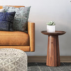 SIMPLIHOME Dayton SOLID ACACIA WOOD 13 inch Wide Round Contemporary Wooden Accent Table in Light Cognac, Fully Assembled for the Living Room and Bedroom