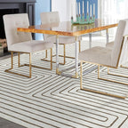 RUGGABLE x Jonathan Adler Machine Washable Modern Area Rug – Labyrinth Camel/Ivory 8x10, Stain-Resistant, Non-Slip – Large Rugs for Living Room, Bedroom, Hallway, Entryway & Office–with Standard Pad