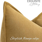 ZWJD Mustard Yellow Throw Pillow Covers 24x24 Set of 2 Chenille Pillow Covers with Elegant Design Soft and Luxurious Decorative Throw Pillows for Couch, Bed, and Home Decor