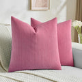 FUTEI Hot Pink Decorative Throw Pillow Covers 24x24 Inch Set of 2,Soft Cozy Wheat Ear Striped Patterns European Cushion Cases,Modern Home Decor for Couch Bed Living Room
