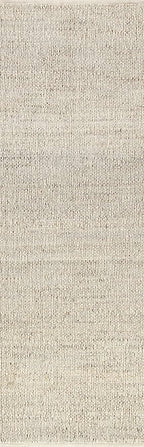 nuLOOM 2'6" x 12' Elfriede Jute & Cotton Hand Woven Area Rug, Natural, Solid Rustic Farmhouse Style, Weaved Design, Natural Fiber, For Bedroom, Living Room, Dining Room, Hallway, Office, Entryway