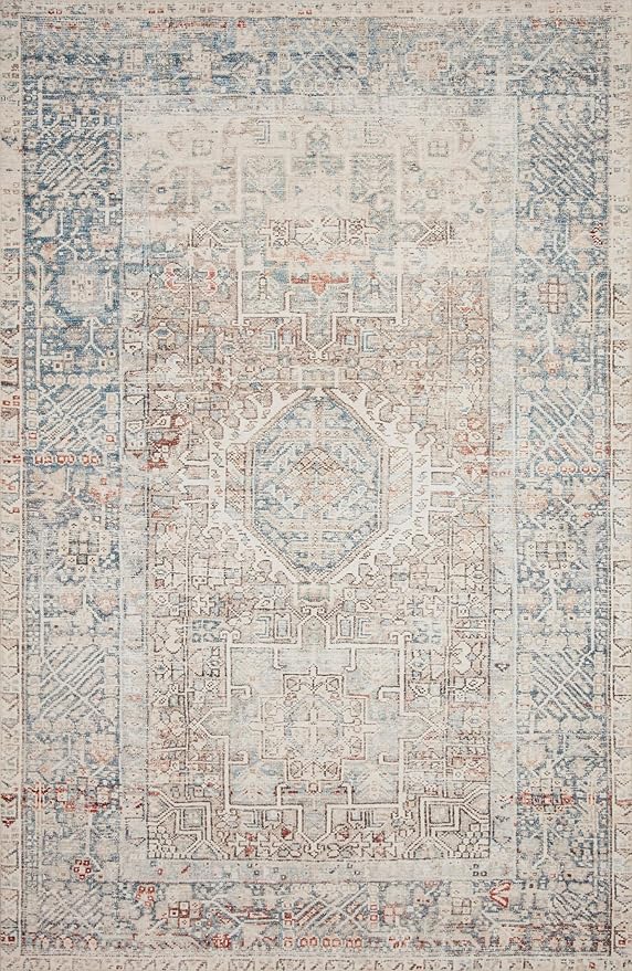 Loloi Chris Loves Julia Jules Collection JUL-07 Natural/Ocean 2'-6'' x 12'-0'', .13" Pile Height, Runner Rug