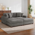 Modular Sectional Couches for Living Room, Modern Loveseat 2-Seater Sofa Couch with Ottoman, Upholstered Couches for Living Room Bedroom, Light Grey