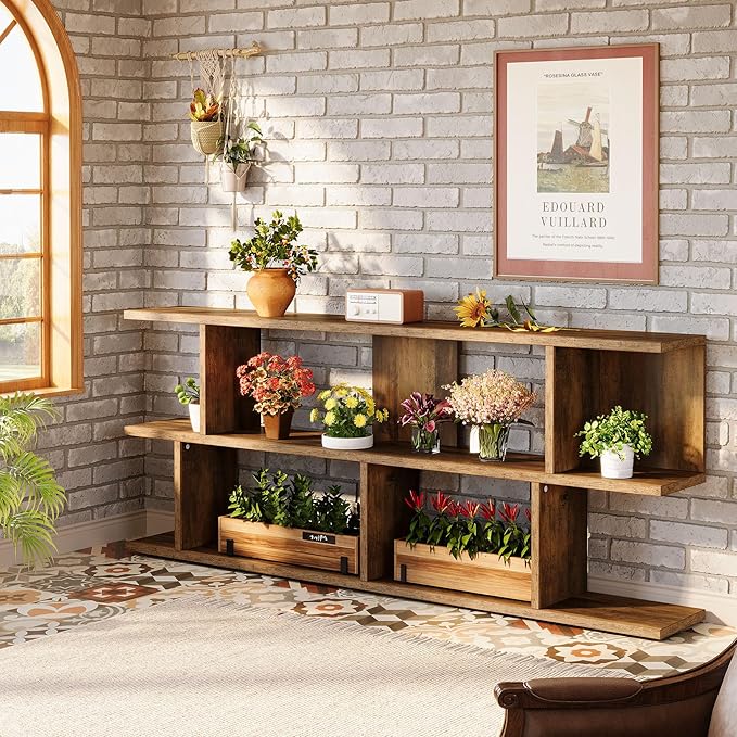 Tribesigns 71 Inches Extra Long Sofa Table Behind Couch, 3-Tier Farmhouse Console Table, Long Foyer Table with Storage for Hallway, Entryway & Living Room