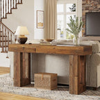 Tribesigns 63" Farmhouse Console Table, Natural Wooden Sofa Table Rectangular Accent Console for Entryway, Hallway & Living Room (Mix Brown)
