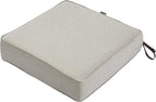 Classic Accessories Montlake Water-Resistant 25 x 25 x 5 Inch Square Outdoor Seat Cushion, Patio Furniture Chair Cushion, Heather Grey, Outdoor Cushion Cover