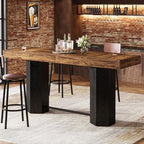 Tribesigns 70.9" Extra Long Bar Table, Industrial Counter Height Table, Rectangular Bar Height Tables with Metal Footrest for Kitchen Dining Room, Living Room, Pub (Rustic Brown & Black)