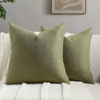 FUTEI Moss Green Chenille Throw Pillow Covers 22x22 Inch Set of 2,Soft Wide Chevron Textured Cushion Case,Farmhouse Home Decor for Couch Bed Living Room