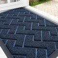 OLANLY Front Door Mat Indoor Outdoor Entrance, Waterproof All-Season, All-Weather Doormat, Sturdy Natural Rubber, Low Profile, Easy Clean Patio Porch Entryway Mat, Herringbone Brick (Blue, 59x23)