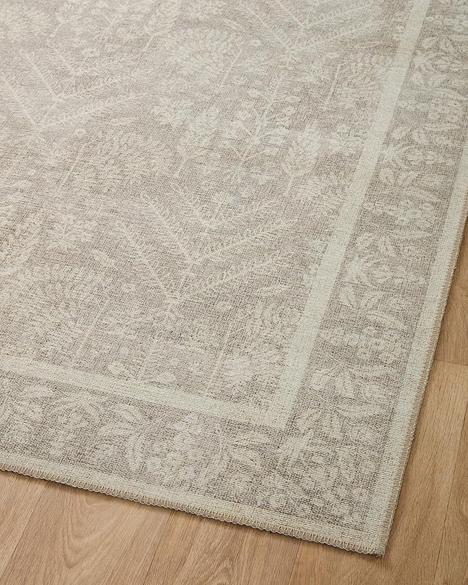 Loloi Rifle Paper Co. Maison Collection MAO-02 Bough Natural 3'-0" x 3'-0" Round, .19" Pile Height, Accent Rug