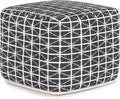 SIMPLIHOME Noreen Boho Square Pouf in Slate Grey and White Handloom Woven Pattern for the Living Room, Bedroom and Kids Room