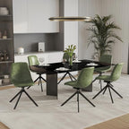 LeisureMod Markley Swivel Leather Dining Side Chair with Durable Iron Legs – Comfortable Accent Chair for Kitchen, Dining Room, or Office Set of 4