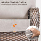 Luxury 6" Outdoor Cushions for Patio Furniture, 24x24x6" Thick Seat Cushion Set of 4, Fade Resistant Couch Chair Replacement Cushions High Density Deep Wicker Chair Cushion w/ Removable Cover, Beige