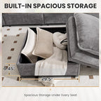 100" L Shaped Modular Sectional Sofa, Couch with Ottoman Storage, Chenille Cloud Couch with Plush Deep Seating for Living Room, Bedroom (Light Grey, 4 Seat)