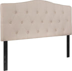 BizChair Tufted Upholstered Full Size Headboard in Beige Fabric