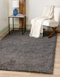 Unique Loom Solid Shag Collection Area Rug (5' 1" x 8' Rectangle Graphite Gray)
