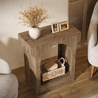 Tribesigns End Table, Wooden Side Table with Storage Space for Living Room, Narrow Nightstand for Bedroom, Gray