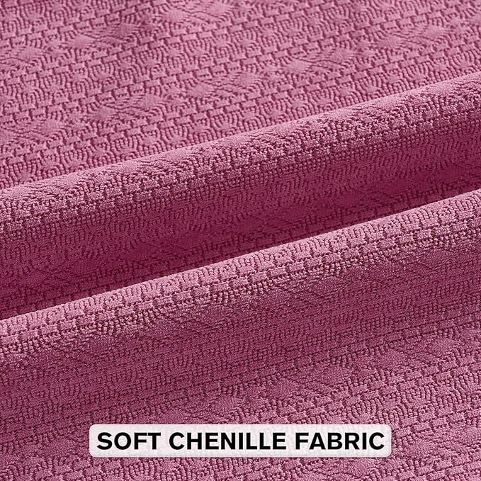 FUTEI Hot Pink Chenille Throw Pillow Covers 26x26 Inch Set of 2,Soft Striped & Diamond Textured Euro Pillow Shams,Modern Home Decor for Couch Living Room
