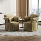KEIKI Modern Comfy Swivel Accent Reading Chair, 360°Round Upholstered Barrel Armchair Single Club Lounge Sofa Chairs for Living Room,Bedroom, Office,Brown