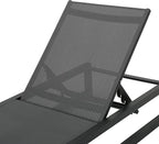 Christopher Knight Home Modesta Outdoor Aluminum Framed Chaise Lounges with Mesh Body, 2-Pcs Set, Black Finish / Grey Mesh