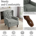 Pia Ricco Mid-Century Modern 2-Piece Wingback Chair Set - Plush Upholstered Accent Chairs with Solid Wood Legs, High Back Lounge Seating for Living Room, Bedroom & Office - Retro Matched Pair (Gray)